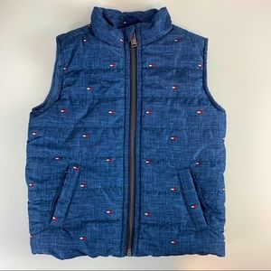 Tommy Hilfiger Boys Vest Quilted Blue Puffer Zip Front Welt Pockets Size 3T